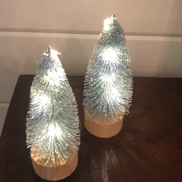 Set of 2 Lighted Bottle Brush Trees - Picture 3 of 8
